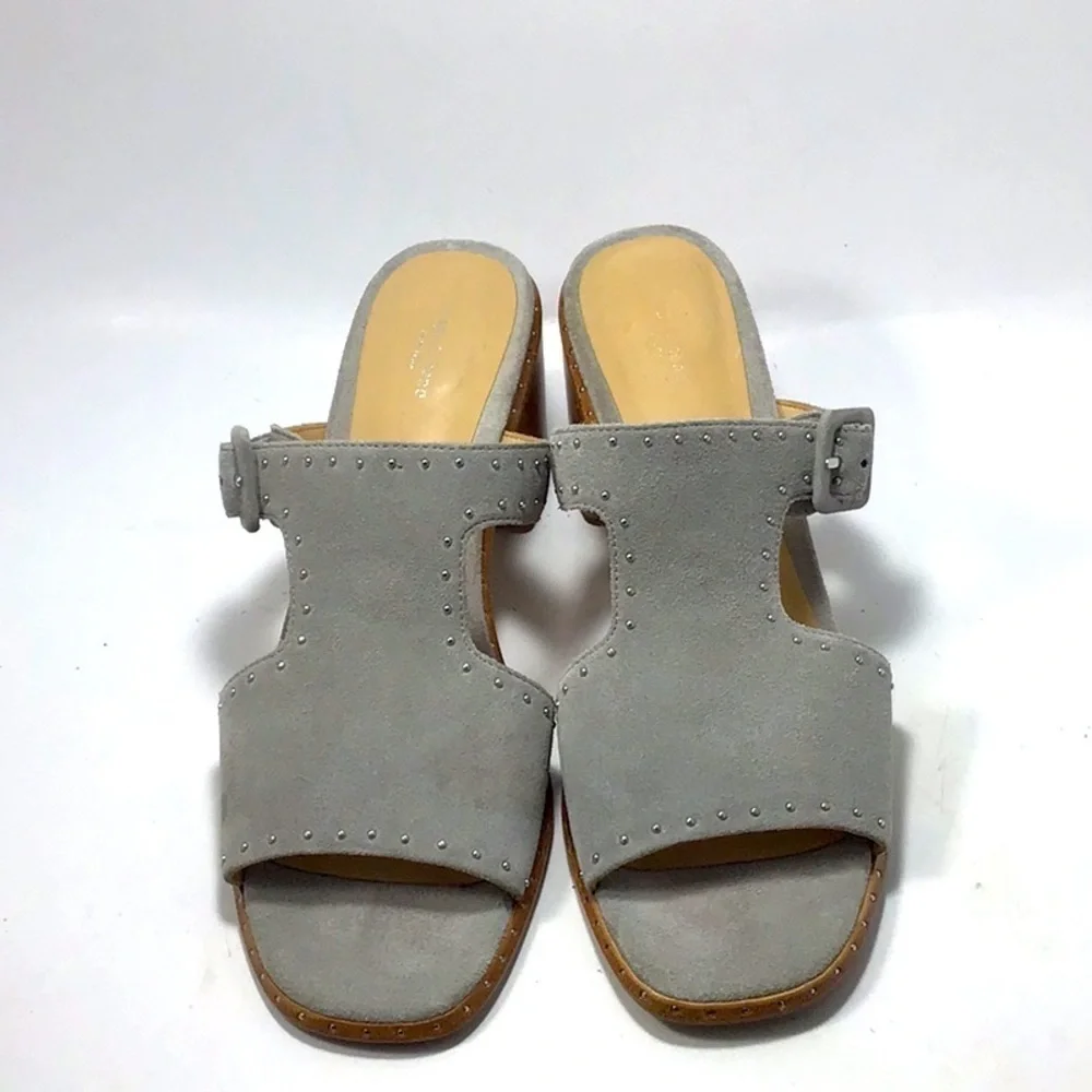 Rag & Bone Seldon Grey Suede Studded Block Heel Sandals 38.5 - Picture 3 of 15